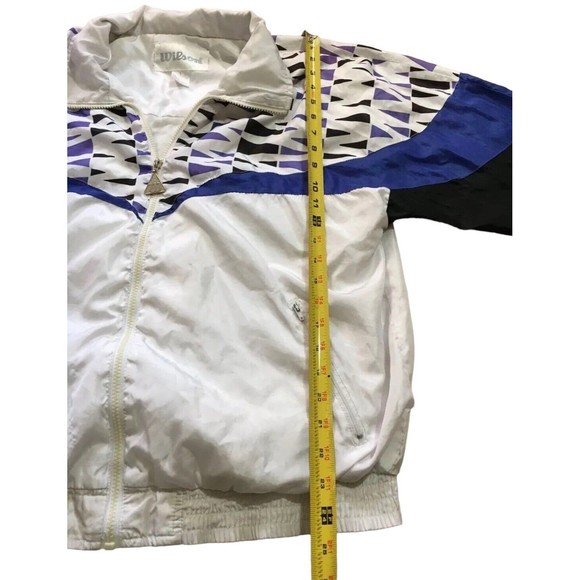 Vintage Wilson Windbreaker Jacket Womens Large L Tennis White Purple Geometric - Picture 9 of 13
